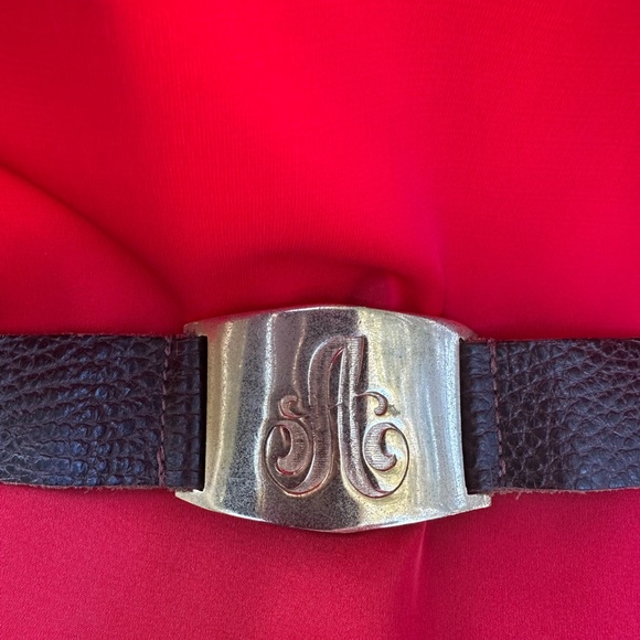 LISA STEWART Gold Plate/ Dark Brown Leather Initial "A"
Cuff Bracelet - Picture 3 of 5